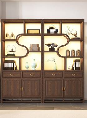 ZG-78683博古架现实代简约木中式示置物架展架书房书柜新室中式书