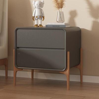 轻室奢床头柜现小型实木简42553代极简约意式床边柜家用卧皮质储