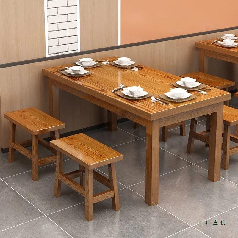 碳化实木餐桌椅组合商桌用人双人桌面985馆餐饮店烧四烤桌食餐桌