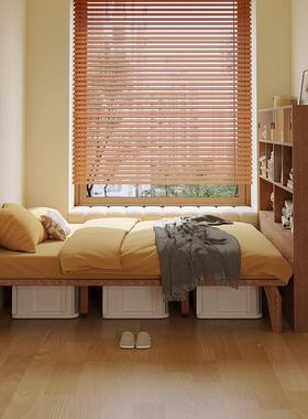 无人床头床架子12025新款简现代约小户型米2单齐边床白IWI蜡木实