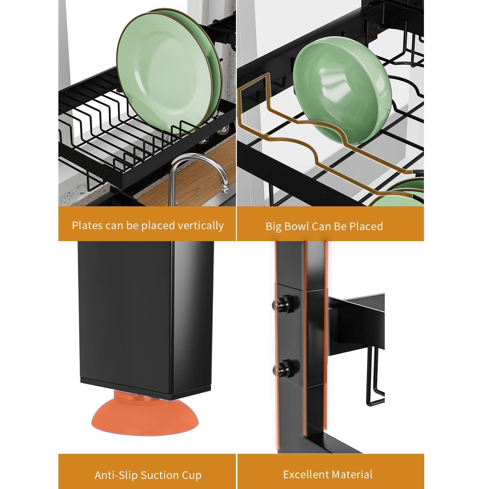 水槽置物架厨房沥架可水伸缩碗洗水池CX-SC02方台面放碟沥水收上