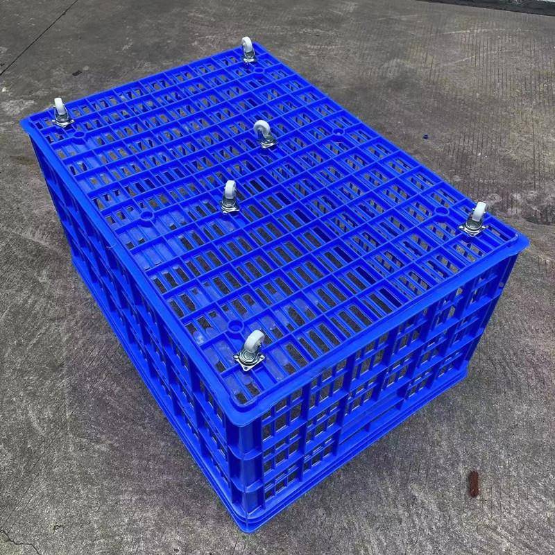 现塑货加14号萝厚料周转框带轮塑服装框子工业收纳框储物料周胶转