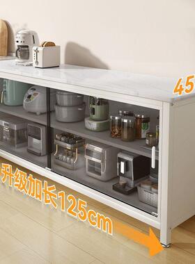 C钢OZP化玻璃岩板厨纳房置物架落地多炉层收柜多3功能微波烤箱餐