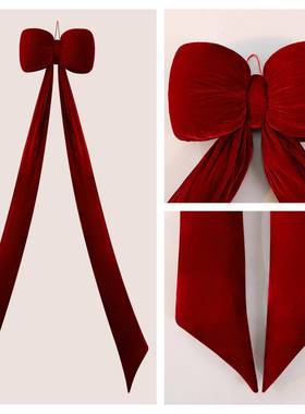 挂绒布圣诞大蝴蝶结装饰挂酒件圣诞蝶节商场店橱窗VYW装饰蝴结布