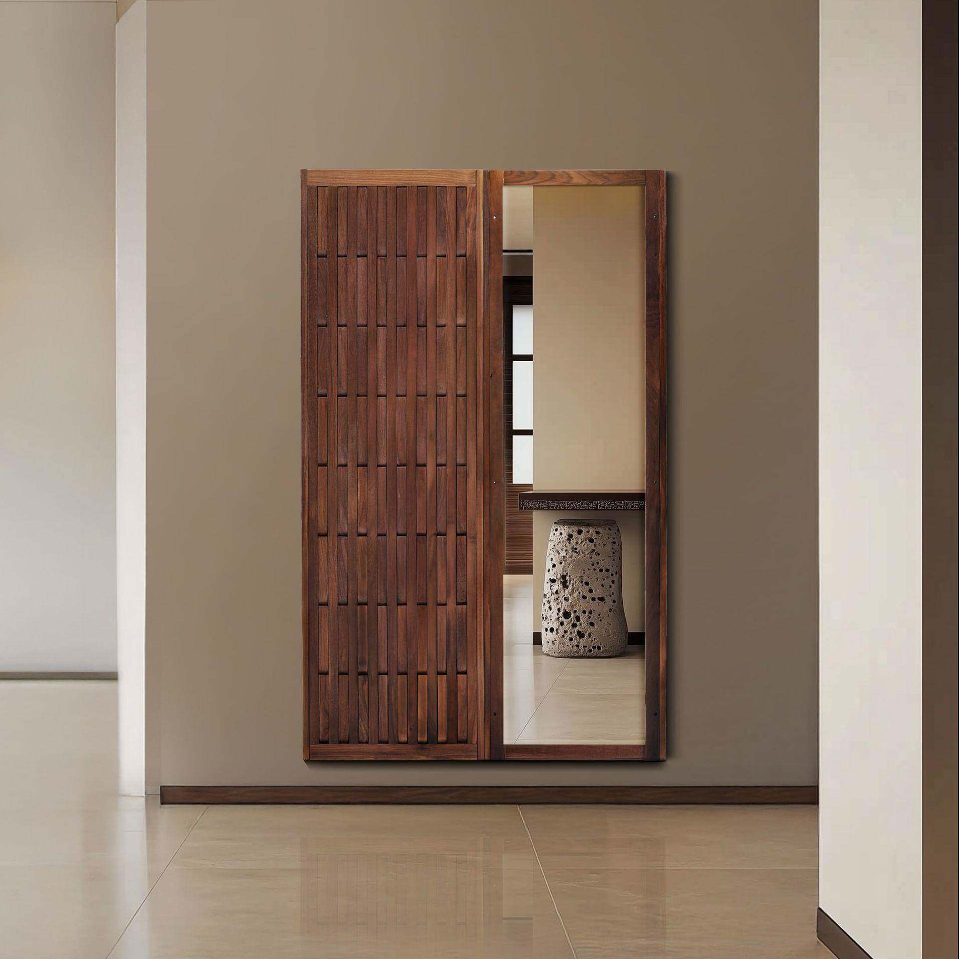 穿衣镜挂HDQ架一体入户门钢琴衣键子衣架置物架挂实木壁镜创意衣