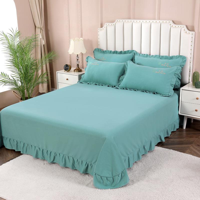 J6DA毛床单单件加厚保暖1床.5m磨1.F76885TJ8mm纯棉荷叶边被单枕2