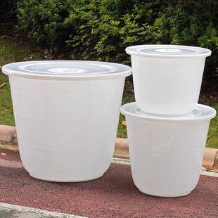 水缸家用加厚塑料大容量带盖储水养鱼特大号圆形大水桶发酵大白桶