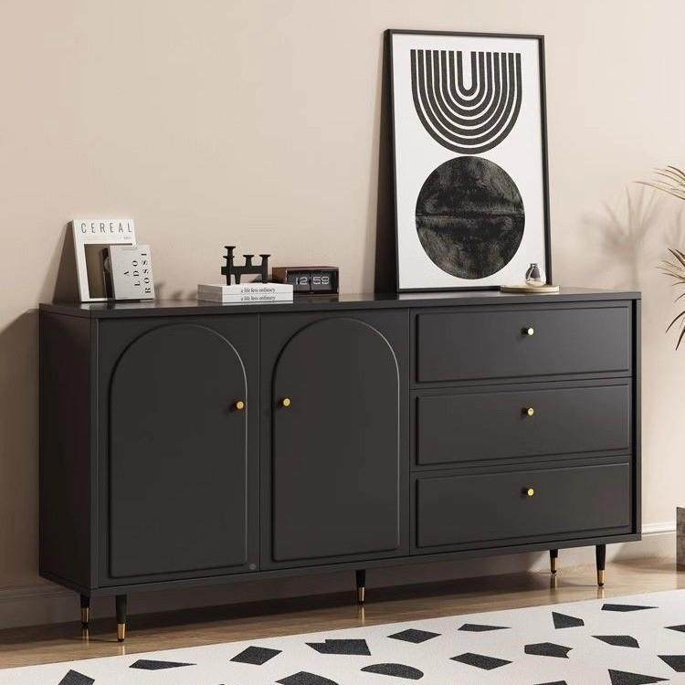 实木斗柜黑色家约用小储型物柜简客厨房FSA餐边柜厅五斗带抽屉收