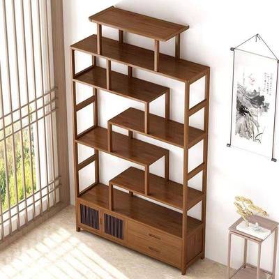 博柜古架中式实木古架多层展示董柜客摆件茶HWR具置物架多宝阁酒