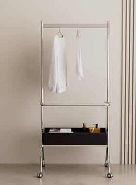 I1MLAN HOME不锈钢衣帽架简约家用卧室收纳架中古可移动落地挂衣