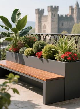 户外露台可以坐花的箱阳台凳款庭坐院种植68310箱座长方形花架椅