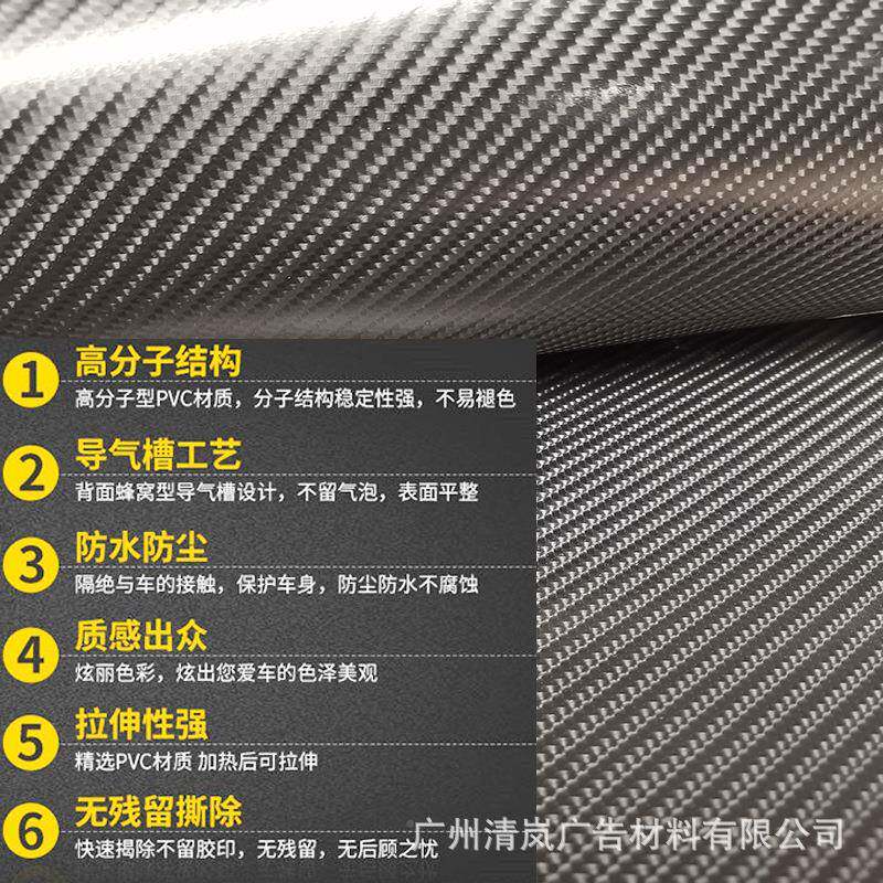车身前挡改亮装贴纸4D立体碳4D纤汽车维贴膜光全汽车内饰改色膜哑