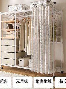 简易衣卧室家用用组装货40570架结实柜耐简约开放式间防尘帘衣帽