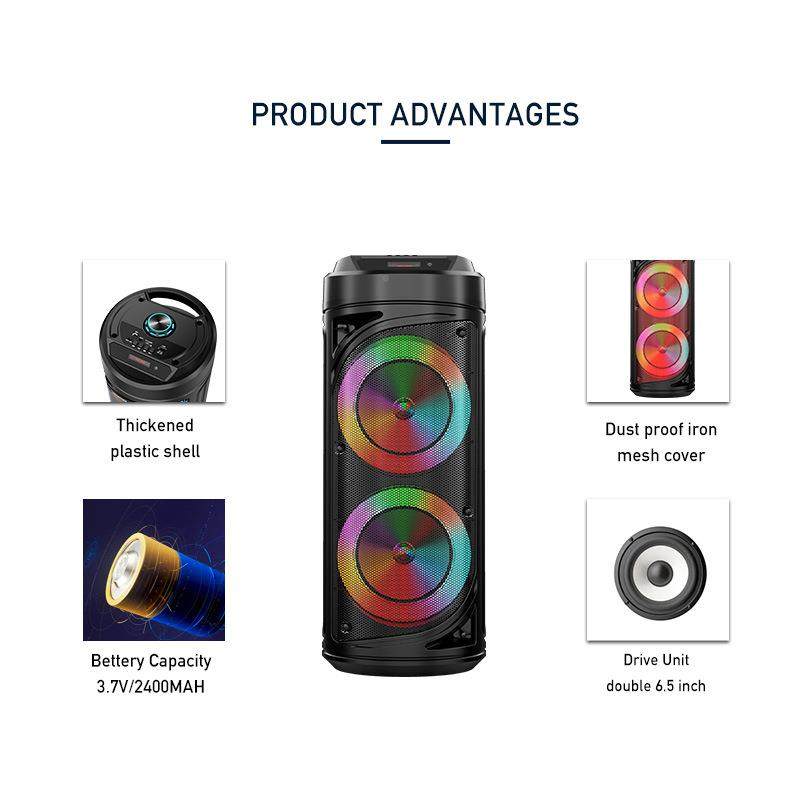 率ZQS212大功双6.5寸6音MVH响移动便携话筒遥控广场舞彩灯音箱