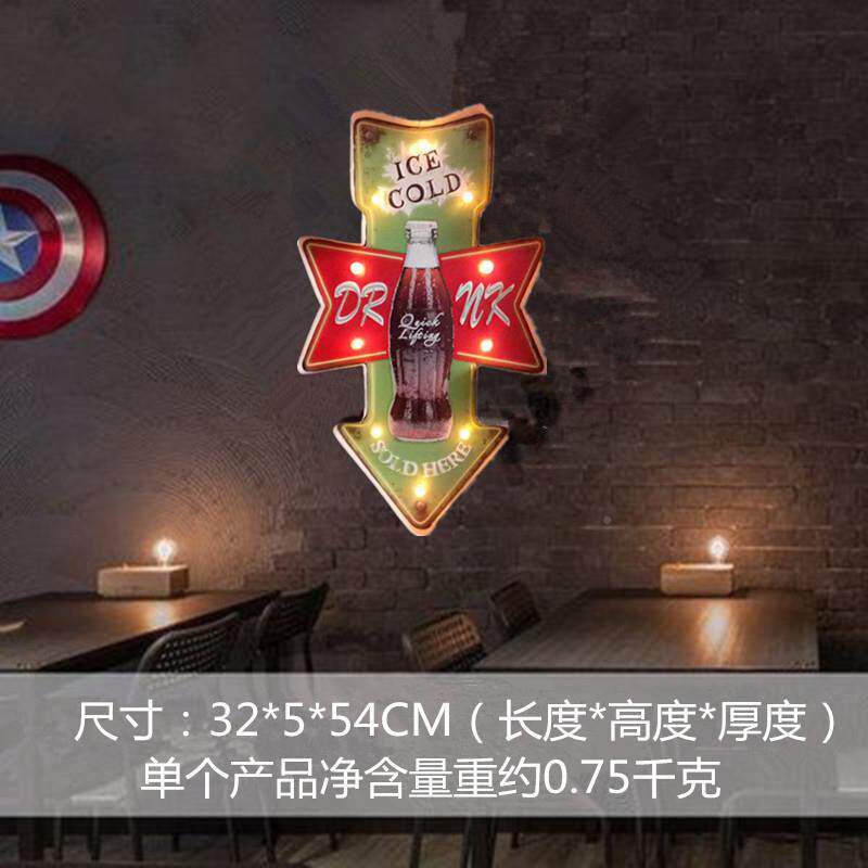 复铁艺壁饰LED古灯性酒吧西餐厅装饰品挂件方向PLN指个示牌
