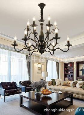 双吸层欧式bsDH1817蜡烛吊6头顶餐灯厅具客厅卧室灯复古酒店工程