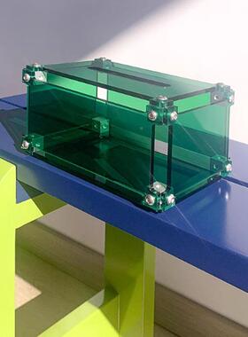 亚克力轻奢抽抽纸盒卫生间厅车用纸盒UPU彩色纸透明客简约抽取式