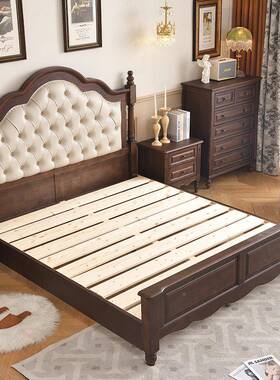 美式轻奢全实木复古.81米双人床现代.ZQL简约室实木15米卧储物公