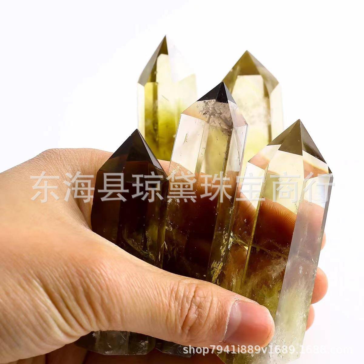 天然透明黄水塔晶塔精熏神石英晶体塔愈合C8水晶适烟于生活装饰