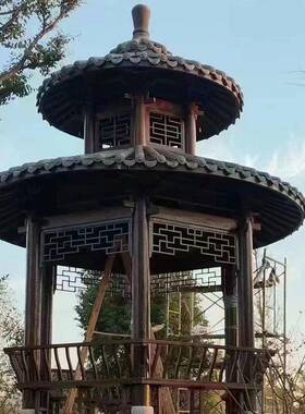 户外腐防木四凉亭42164木屋仿古角六角别墅庭闲院休亭