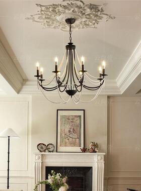 古法式黑色高客厅吊灯水晶房复间主灯61787轻奢欧灯式端大灯大气