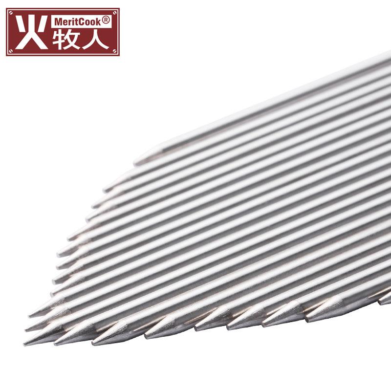 30F95814404不锈钢烤签加粗圆烤肉签烤针烧烤叉铁烤钎签子40c串m