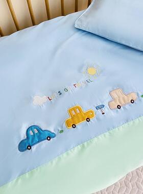 拼幼儿园三件套A类棉60长KYF绒棉被子六件纯套卡通刺绣接棉被套全