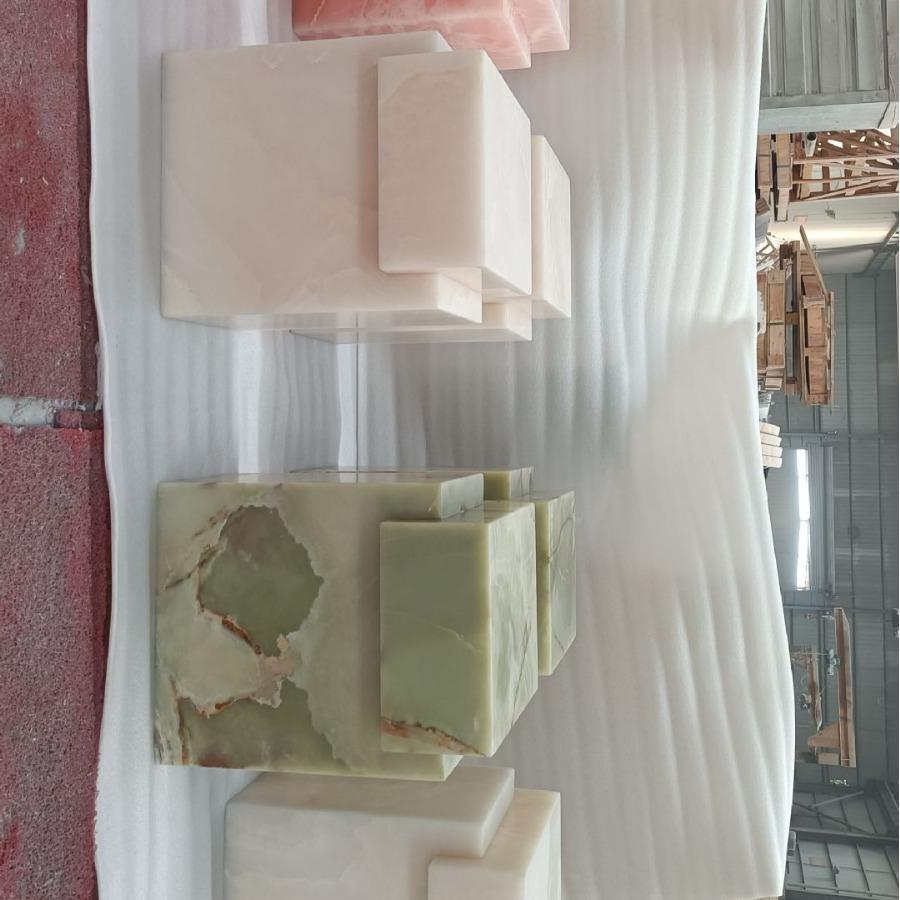 XPN轻奢小客卧室沙简发粉玉整石边桌边厅几床头柜桌子现代约方形