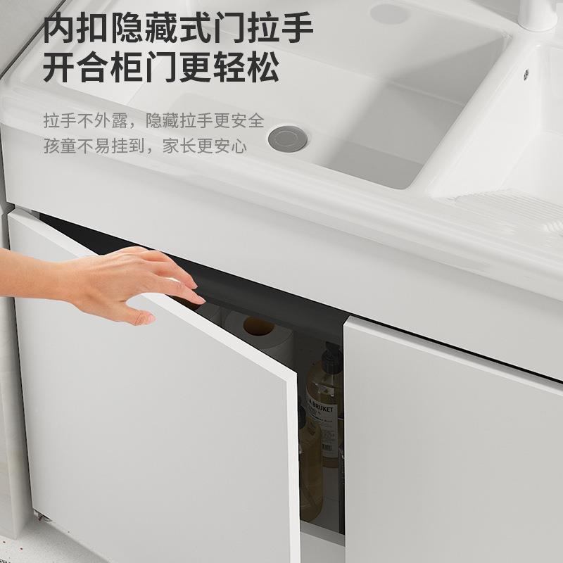 双盆大水池洗衣阳台带搓柜衣生板卫间陶瓷水脸槽一体加深洗池JRT