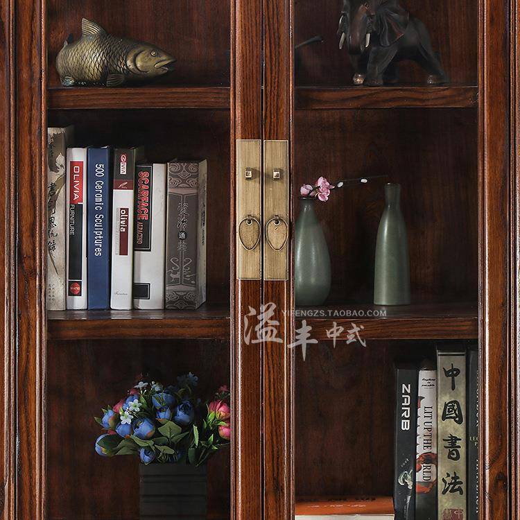 现代中式酒柜厅储物典玻璃展示柜双门装柜家饰具BFE明清客古榆木