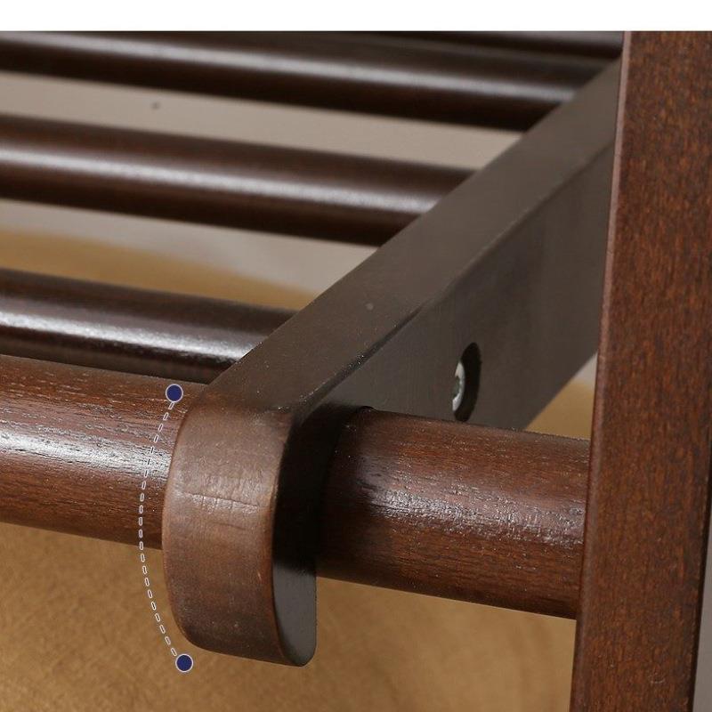 胡桃色实木易衣架简约现代家用卧室落地层衣帽架简双HS-3置衣服物