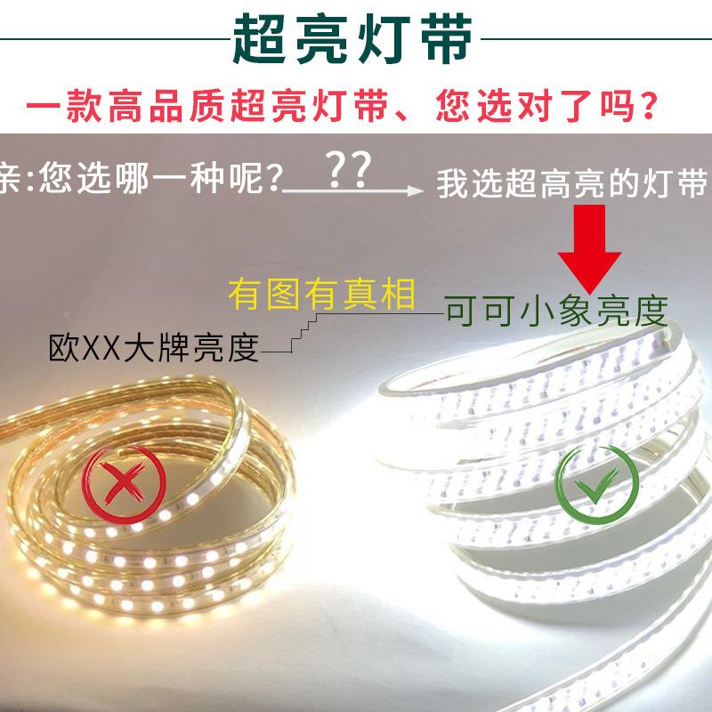 超亮QNMe高亮ld灯带三排2835户外双防水装饰线灯光带220v排灯条灯
