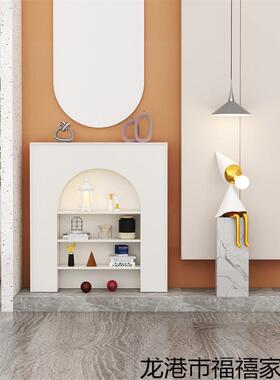 家时尚欧式用室内白色法物式壁炉装饰VTN柜拱形艺置架民术宿玄关