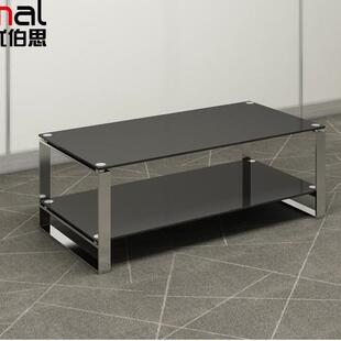 不锈简钢茶几现代公约化玻璃烤漆创意美式茶桌客钢厅90734方几办