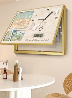 02油HNU5新款电表箱奶风名家画挂钟2钟表家用万历电子时年钟装饰