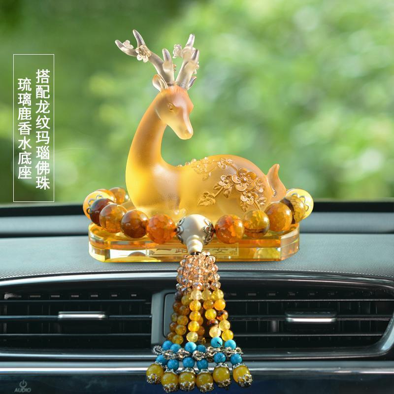 wC0璃琉一路平无品牌/安车汽摆件车内用品装鹿饰大全车载持久淡香