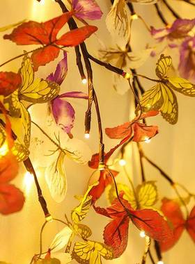 树藤条灯彩灯闪灯串灯网房间卧红室布置枝造69595型灯氛围日灯节