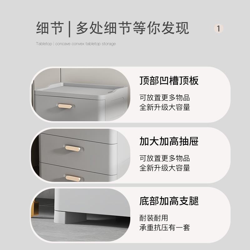 l现l床屉头柜简约代收纳柜抽边式卧室家用床柜小bbf35886型小柜子