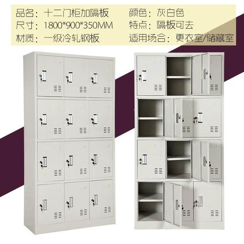 九钢制更衣柜员工储物柜带锁存包柜板门带隔2门带1隔板jbt-03815