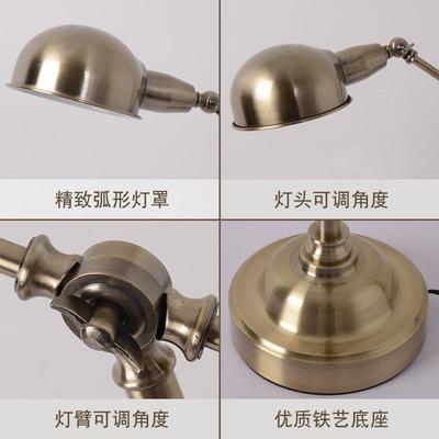 美台复灯简约古台灯卧室床42221灯头台灯欧式客厅书房办公式护眼