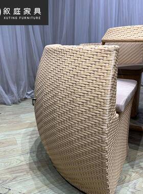 户外桌水椅庭院室外藤编花天园防52592防晒铁艺岩板餐桌露组合藤