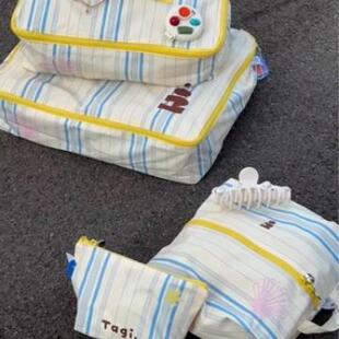 Tagi767.《塔皮星》印爱花可条纹便携分袋箱行李四件套收装纳袋