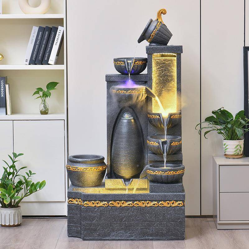 式约流水摆居件创意家客厅落地鱼池简景观欧庭GQF院户外阳台