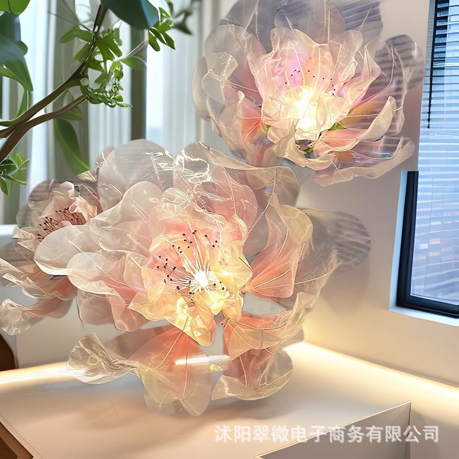 大型网红电动开合桃花灯