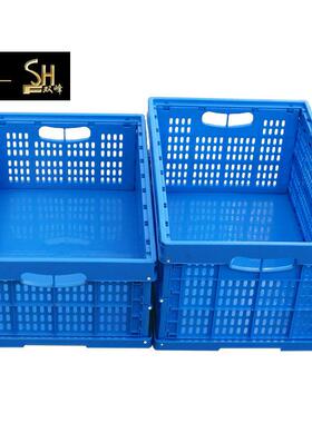 色叠物料箱加厚盖工业塑胶物折流箱带塑蓝PNQ料周转箱