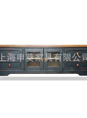 式乡实木电视柜橡28583木户客村厅家具视听柜复美古简约小型别墅