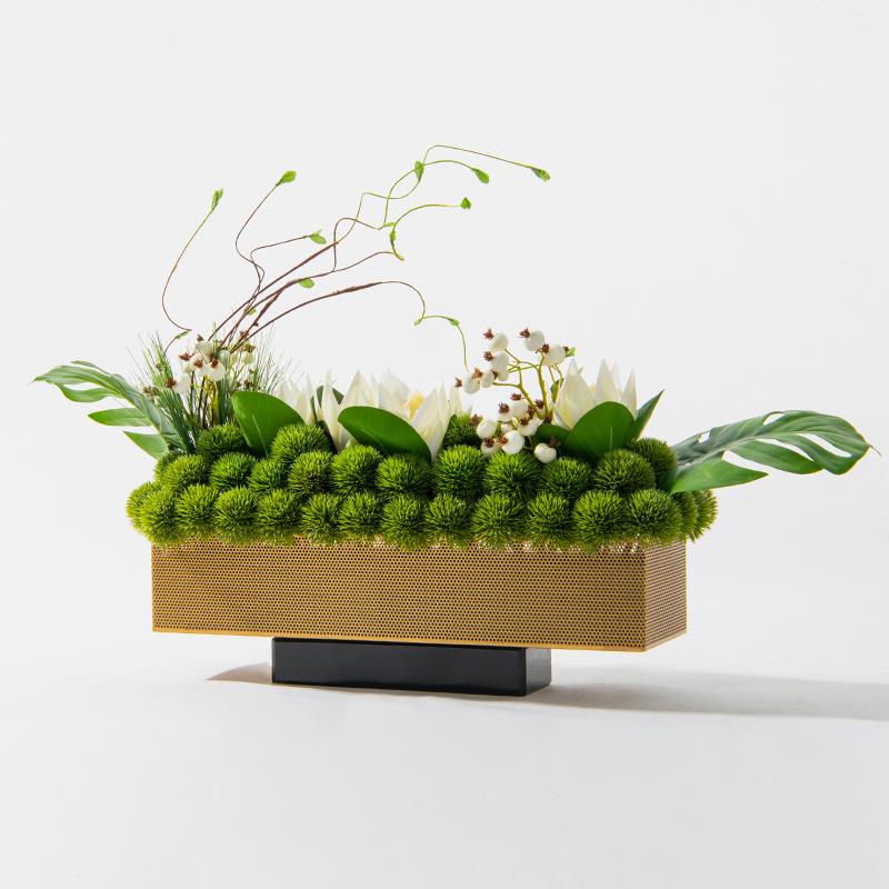 新式轻奢现代仿真花艺端绿植摆关花玄端景酒高店HY1911售中楼处前