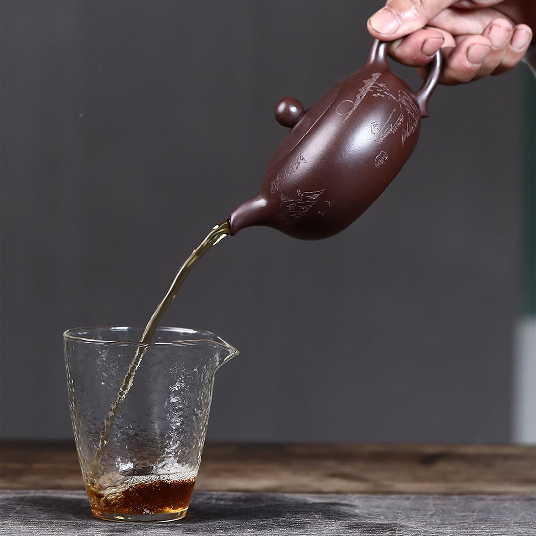 宜兴砂壶原矿紫手工制紫作泥扁JDX玉泡茶壶差具