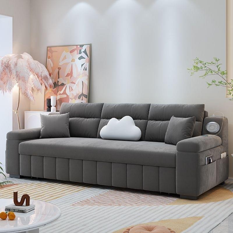 Yla用沙HMX发床多功能两用奶拆油家绒布现新款洗办公室客代厅小户