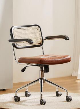 藤编公电转脑椅日式椅复古人体50686工程学家用椅书房升办降椅书